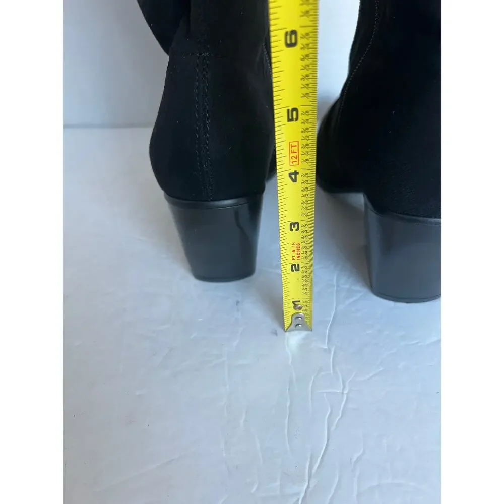 NWOT DREAM PAIRS Black Vegan Suede Thigh High Over the Knee Chunky Heel Boot 8.5